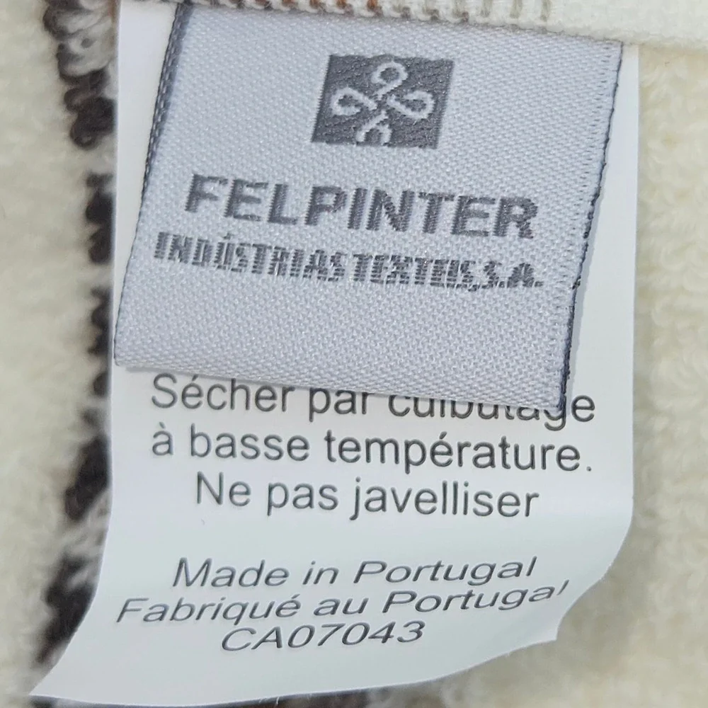 Felpinter 4pc Cotton Bath Hand Towel Set Chevron Stripe Cream Brown Portugal